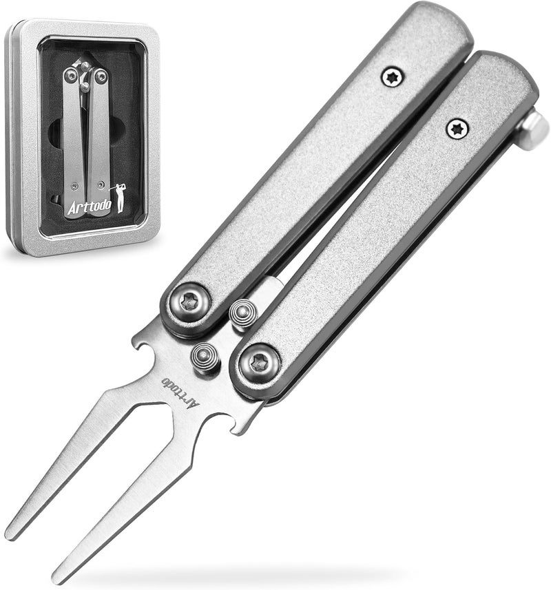 Arttodo Golf Divot Repair Tool, Stainless Steel Foldable Divot Tool & Golf Divot Tool with Bottle Opener, Golf Accessories for Men and Women - Image 1
